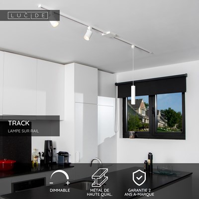 Lucide TRACK Kit de démarrage - Système de rail monophasé / Éclairage sur rail - 2 mètres - Blanc